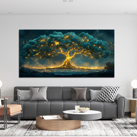 Canvas Wall Art Decor Artwork for Walls Green Wall Art Decor Large Tree of Life Wall Art for Living Room Wall Art Paintings Prints Gold Tree Wall Decor Art Art Work for Home Office Wall Decor 29"X58"