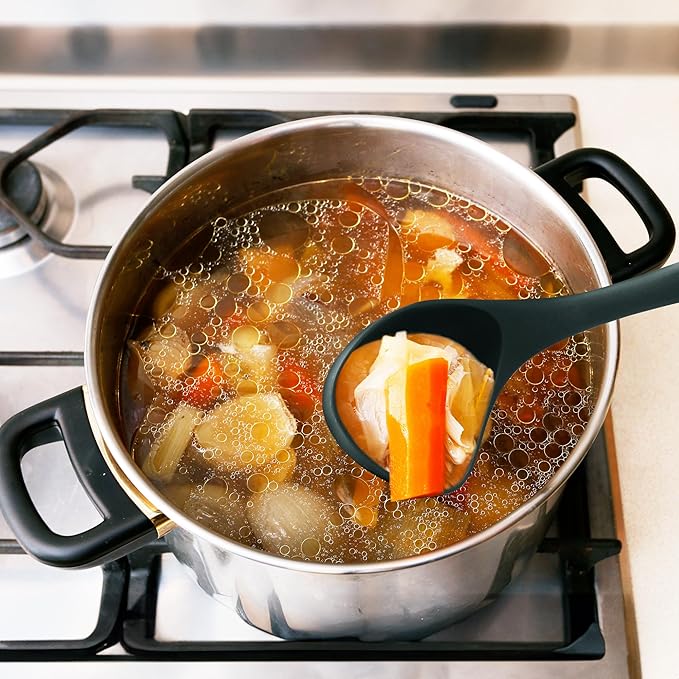 Zulay Kitchen Soup Ladle – Ergonomic, Heat-Resistant & Versatile for Serving Soup, Chili, Gravy & More - Black