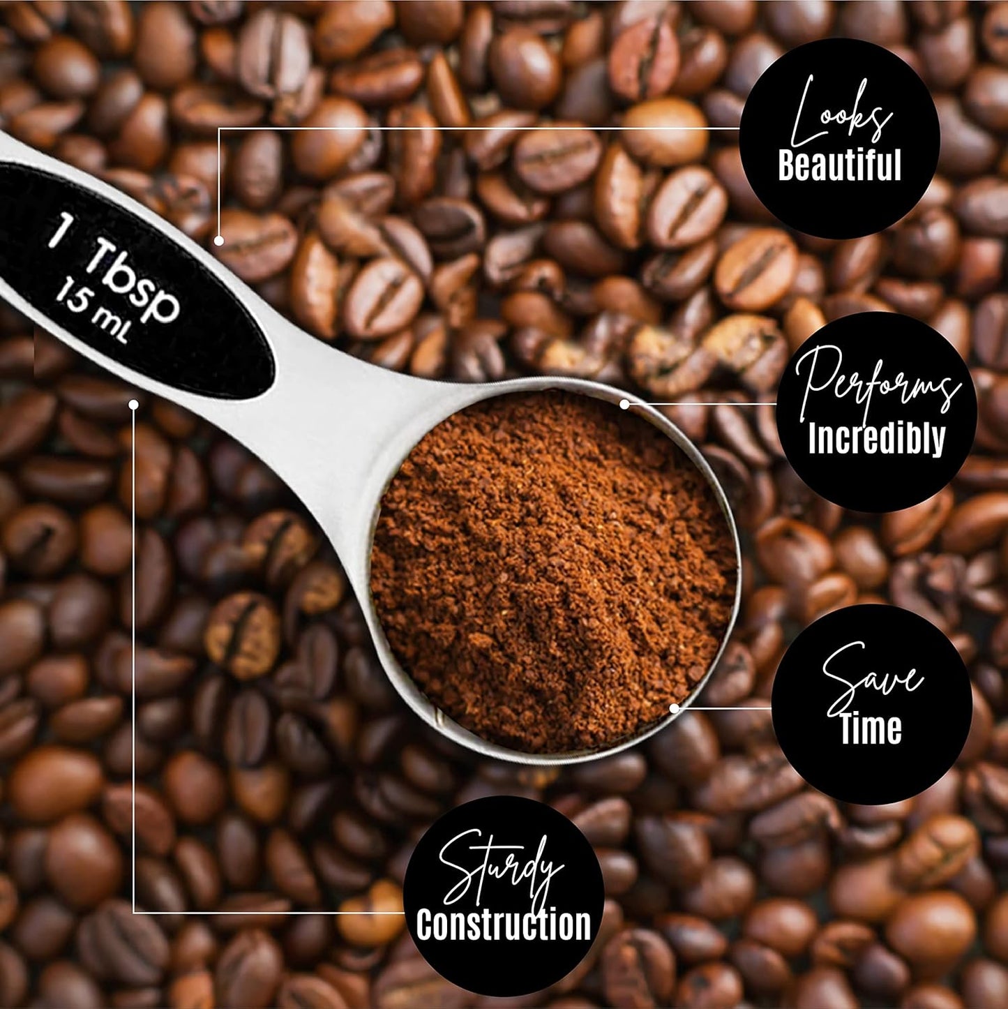 Nextop Stainless Steel Magnetic Measuring Spoons Set – 9 Pieces Dual-Sided Stackable Magnetic Teaspoons and Tablespoons for Dry & Liquid Ingredients – Kitchen Gadgets for Baking & Cooking – Black