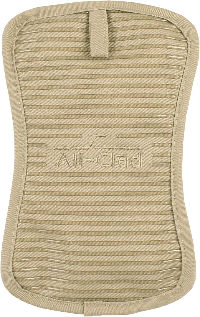 All-Clad Premium Pot Holder & Hot Pad: Heat Resistant to 500 Degrees - 100% Cotton, 10"x6.25" Hot Pad for Kitchen and Barbeque, (1-Pack), Cappuccino