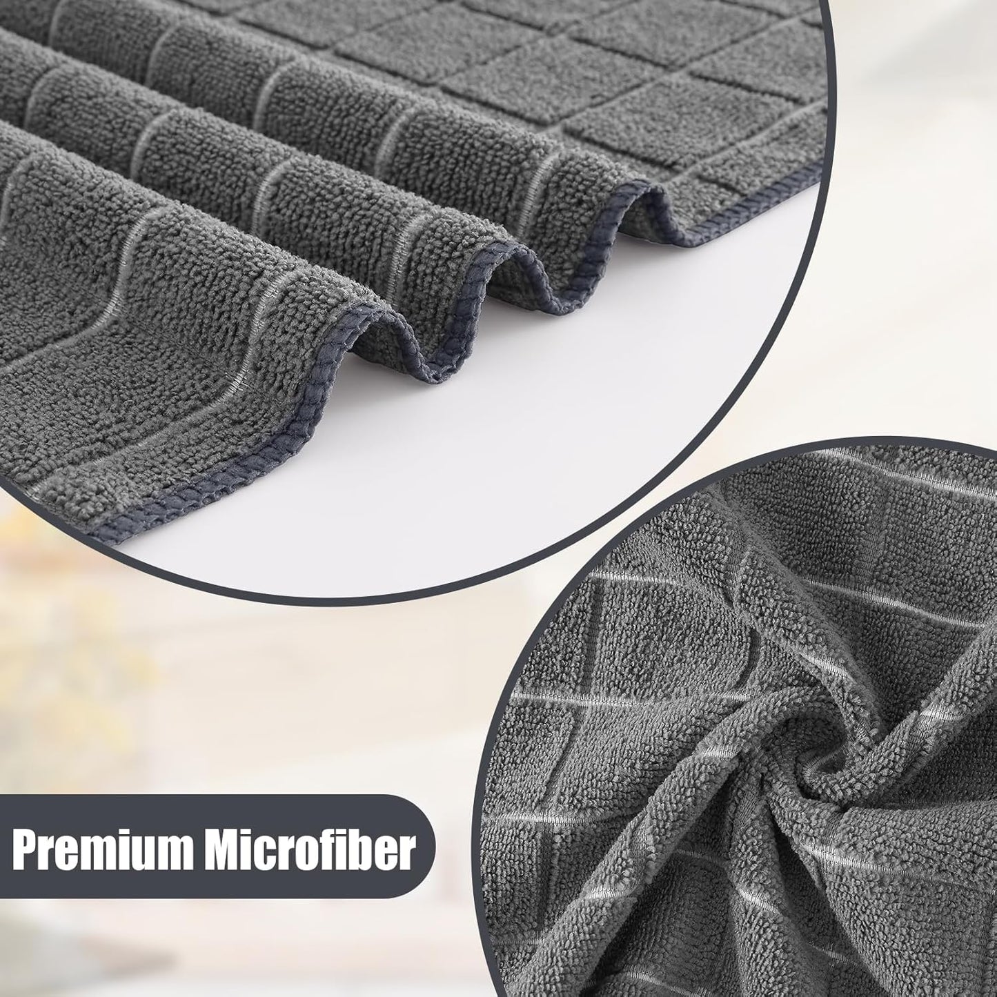 Homaxy Microfiber Kitchen Towels and Dishcloths Set, 16 Pack Soft and Absorbent Dish Hand Towels Bulk, 28 x 16 Inch & 12 x 12 Inch Quick Drying Rags for Washing Dishes, Grey