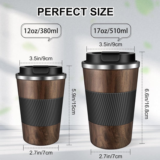 Coffee Travel Mug 12oz Insulated Coffee Mug with Lid Portable Spill-Proof Coffee Travel Mug No Handle Reusable Stainless Steel Mug Keeps Cold and Hot Suitable for Car, Daily, Travel and Gifts