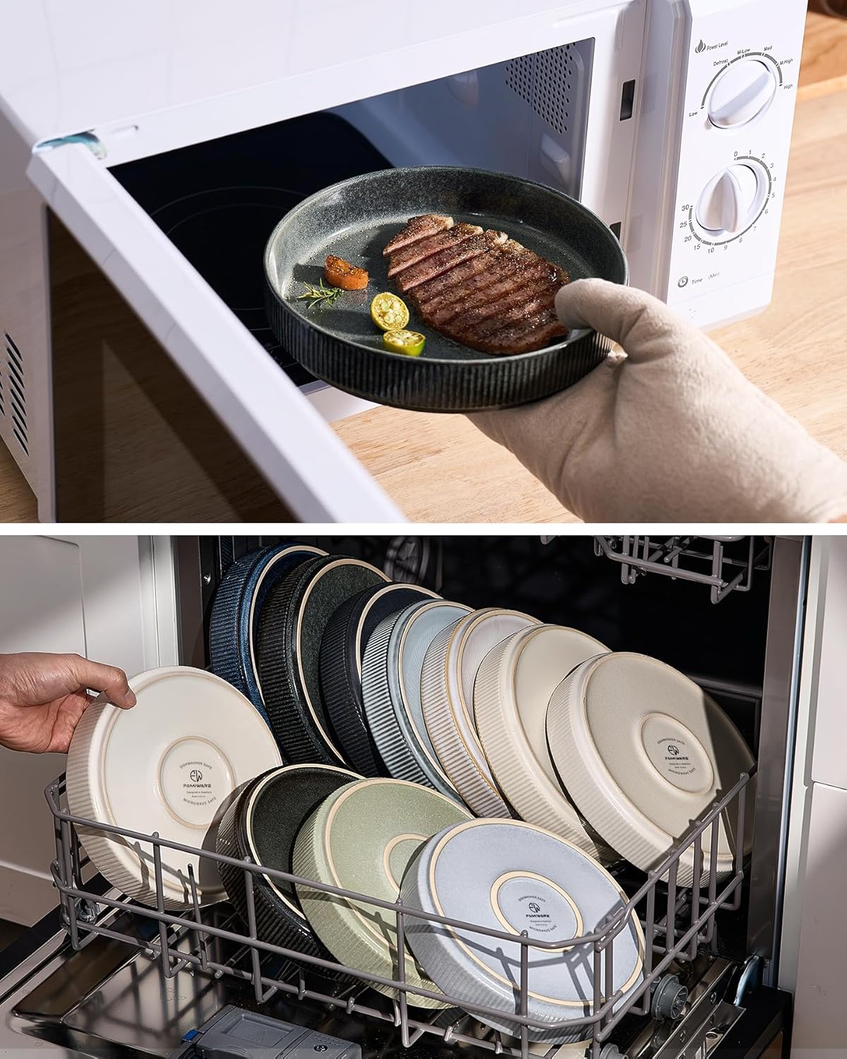 famiware Star 7.5" Pasta Bowls Set, Salad Bowl Set of 4, Double Reactive Glaze, Stackable, Ideal for Your Friend for Housewarming, Festivals, Deep Forest