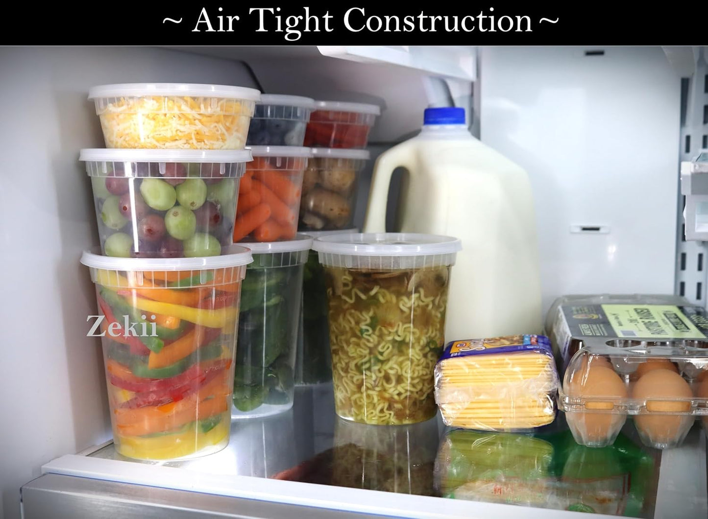 Zekii EXTRA THICK Deli Containers with Lids, Soup Containers w/Lids Airtight, 24Sets 32oz, Disposable, BPA Free, Takeout soup Cups, Meal Prep, Food Storage w/Measurements