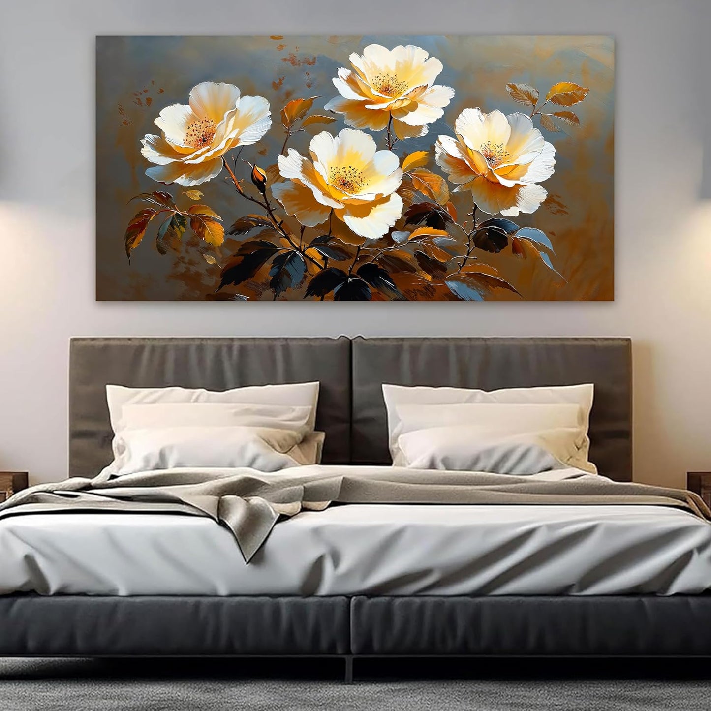 Canvas Wall Art Decor Wall Art Picture for Living Room Canvas Art Wall Decor Vintage Botanical Wall Art Prints Large Flowers Wall Art Decorations Artwork for Walls Bedroom Office Home Decor 24" X 48"