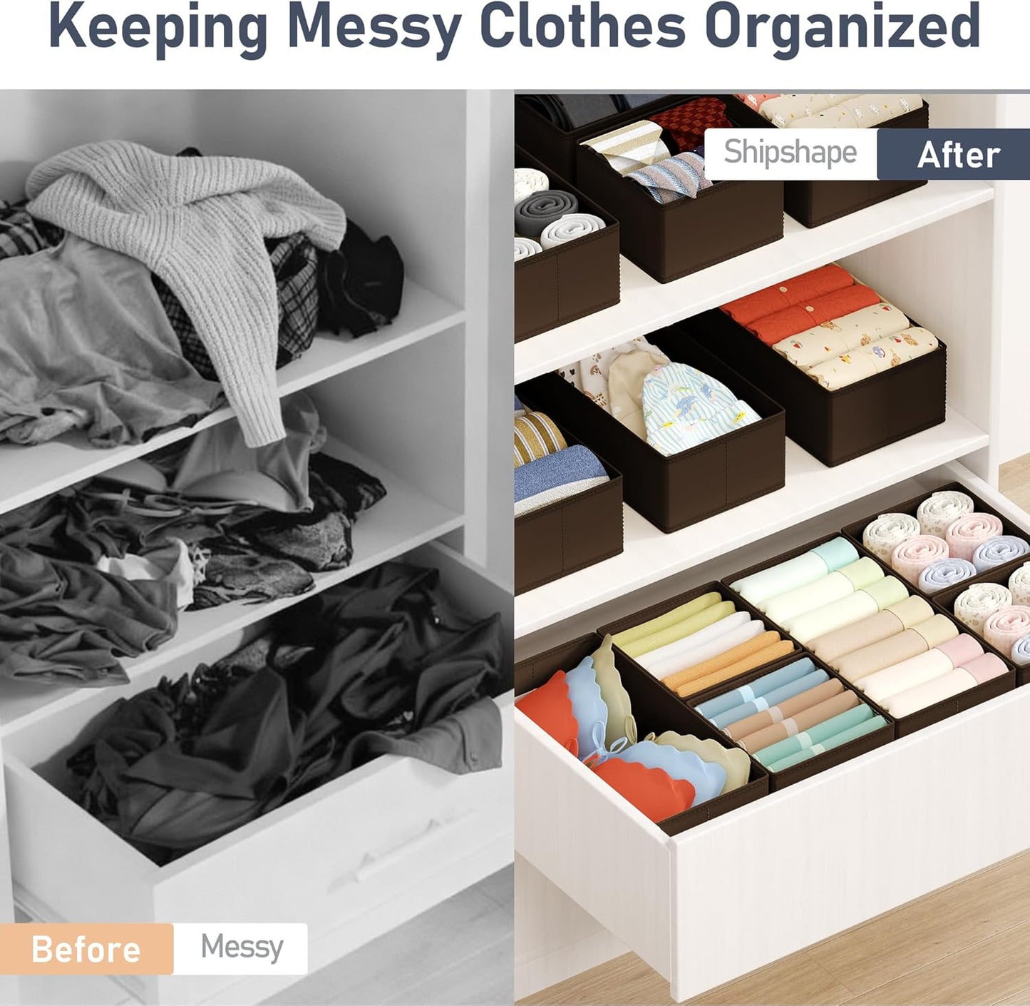 DIMJ Drawer Organizer Clothes Storage - 16 Pack Baby Dresser Organizer for Nursery, Foldable Drawer Dividers for Bedroom Closet Organization, Fabric Storage Bins for Socks, Underwears, Bras