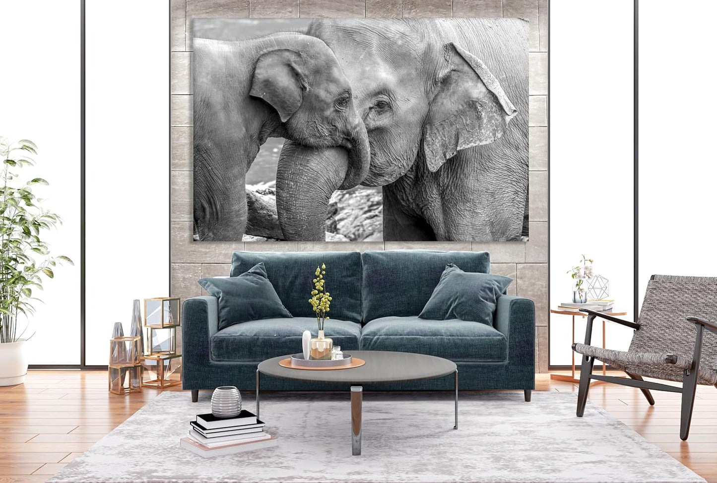 Wildlife Canvas Prints - Wild Animals Home Decor - Medium, Large, and Extra Large Wall Art for Living Room, Bathroom, Kitchen (Elephant Family, 28L" x 41W")