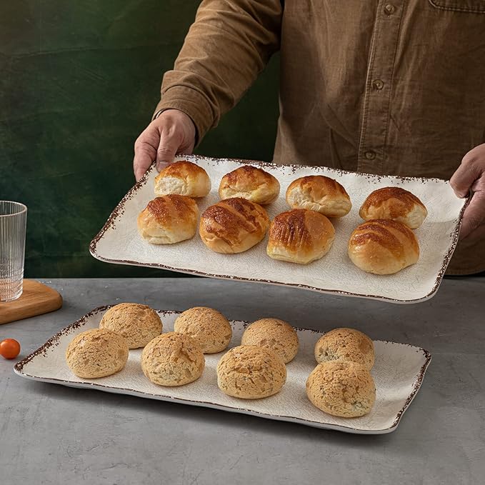 LEHAHA Vintage White Melamine Dinnerware set-12 Piece Lightweight Unbreakable Outdoor Camper Plates/Dishes and Bowls Set, Service for 4, Dishwasher Safe…