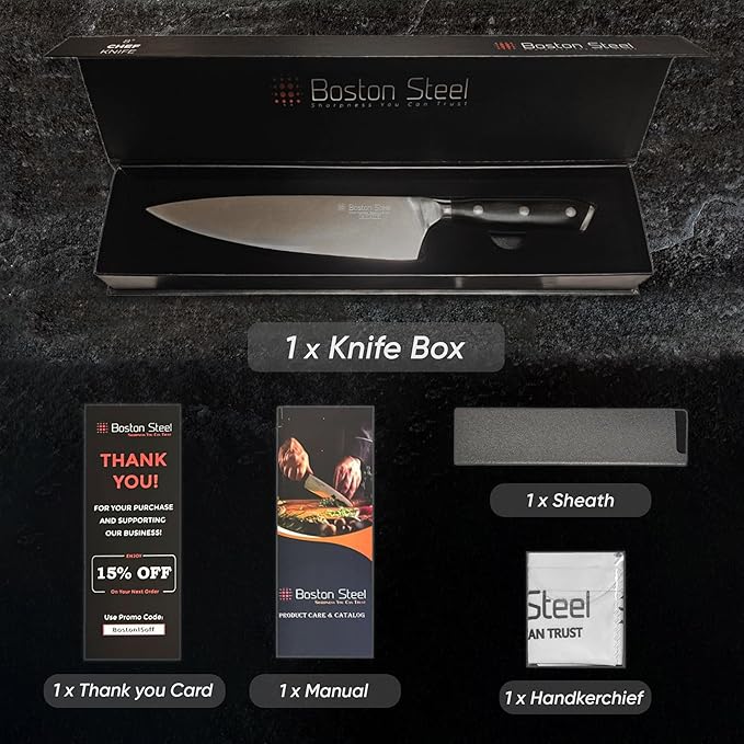Chef Knife 8 Inch – Ultra Sharp High Carbon Stainless Steel Kitchen Knife, Professional 8” Chef’s Knife with Ergonomic Handle, for Home & Restaurant with Gift Box, Culinary Cooking Knife