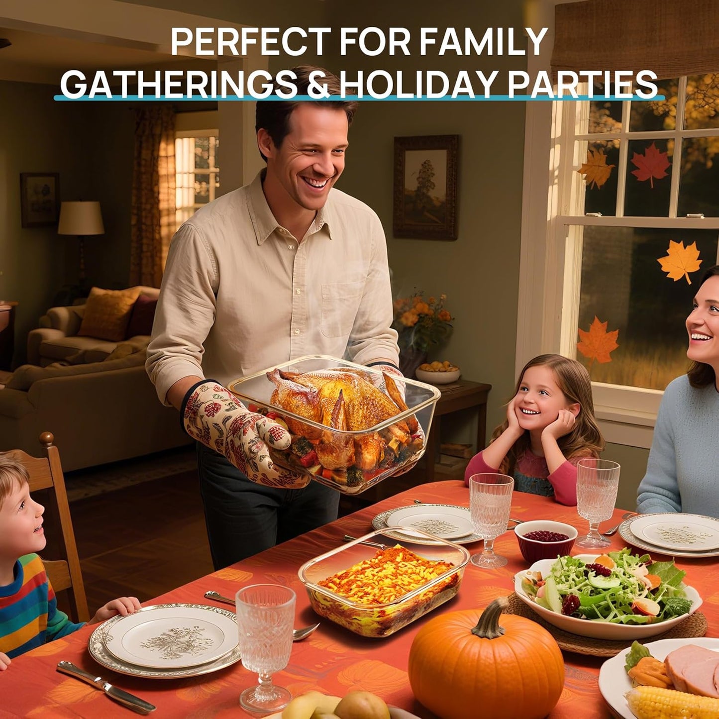 Vtopmart 220oz + 76.4oz Extra Large Glass Storage Containers Set, Meal Prep Food Container Sets with Snap Airtight Lids for Roasting Turkey, Rotisserie Chicken, Baking, Watermelon Storage, BPA Free