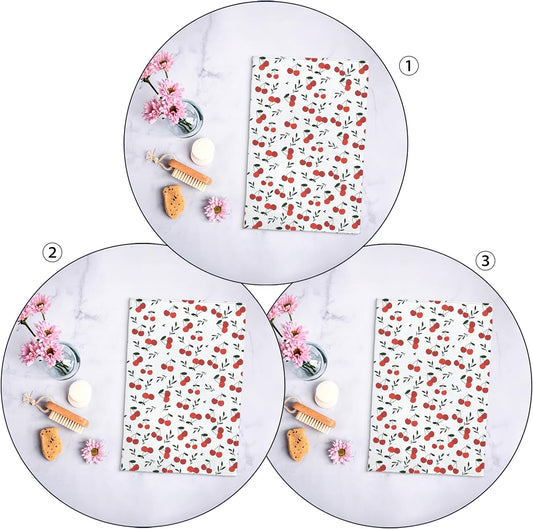 Cherry Decor Kitchen Towels Set of 3, Cherry Hand Towels Dish Towels for Kitchen Bathroom Decor, Fruit Lover Gifts, 16x24 Inches