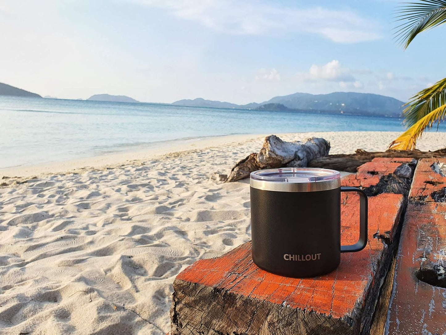 CHILLOUT LIFE Stainless Steel 16 oz Vacuum Insulated Coffee Mug with Handle and Lid, Large Thermal Camping Coffee Mug Cup with Durable Sliding Lid for Men & Women, Keeps your Beverages Hot &Cold