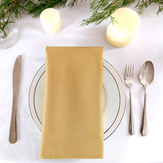 Bailarina Cloth Napkins Set of 120,17x17 inches Dinner Napkins Cloth Washable,Polyester Square Table Cloth Napkin Bulk with Hemmed Edges Ideal for Banquets, Parties and Weddings-Gold