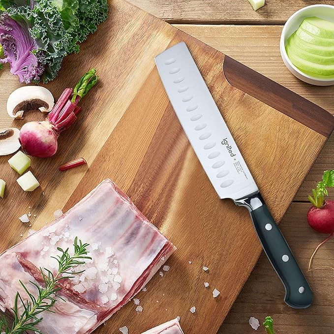 6.7 Inch Nakiri Knife, 1.4116 German High Carbon Steel Chef Knife, Kitchen Knife with Ergonomic ABS Handle,Various Vibrant Colors Meat Cleaver, Small Butcher Knife with Gift Box