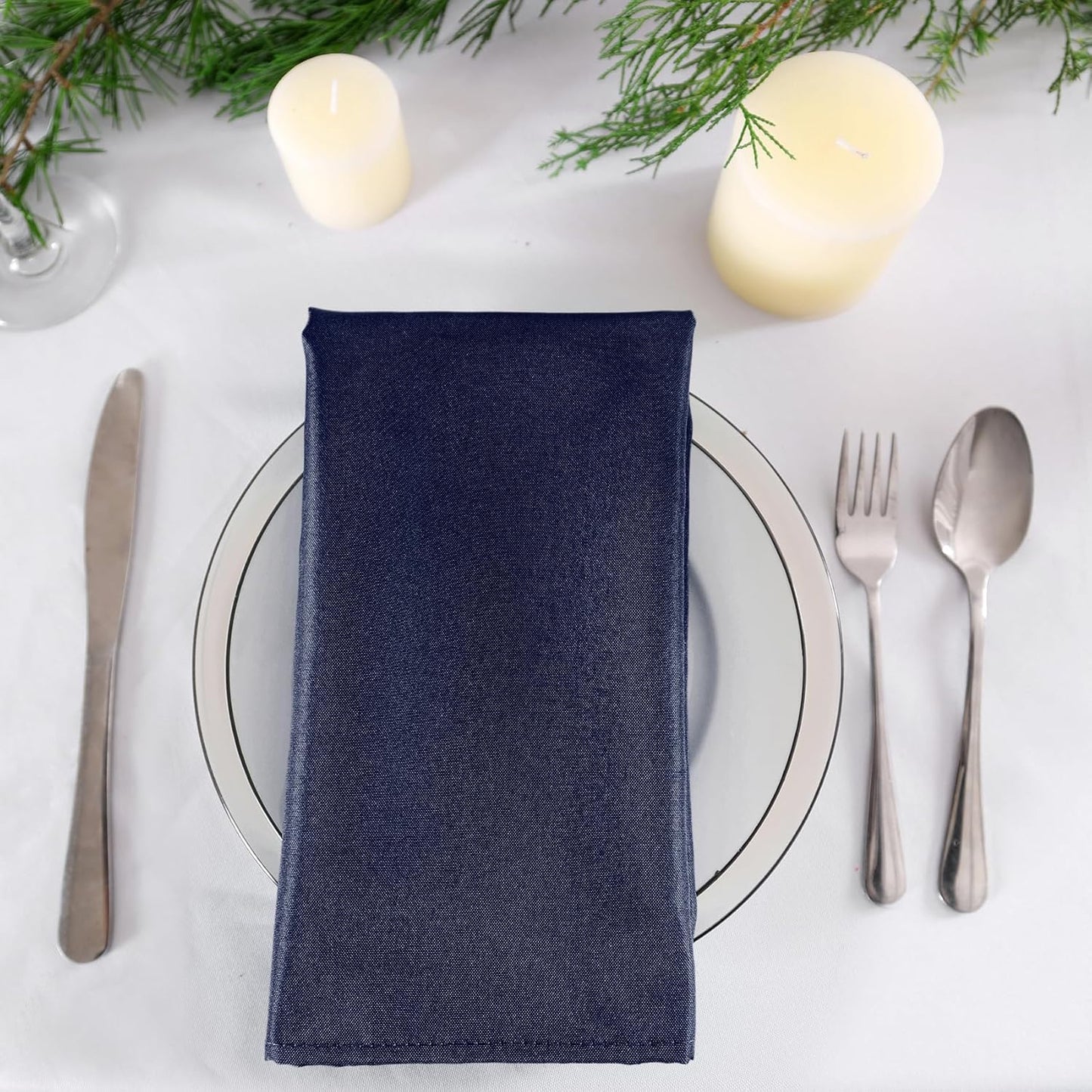 Bailarina Cloth Napkins Set of 40,17x17 inches Dinner Napkins Cloth Washable,Polyester Square Table Cloth Napkin Bulk with Hemmed Edges Ideal for Banquets, Parties and Weddings-Navy Blue