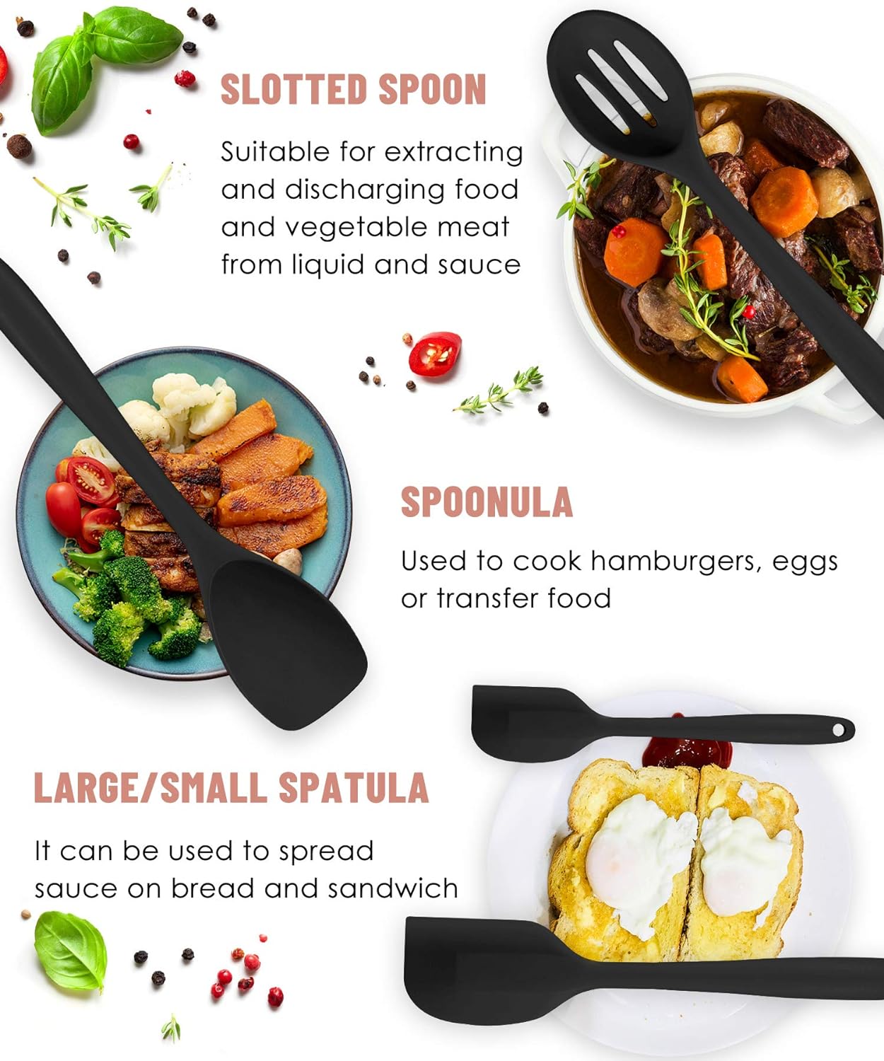 Kitchen Utensils Set-12 Pieces Silicone Cooking Utensils Set Dishwasher Safe 392°F Heat Resistant Spatula Set Nonstick Cookware