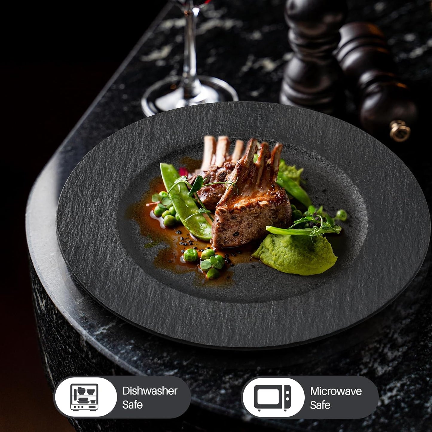 MIAMIO - 11 Inch, Set of 4 Dinner Plates/Ceramic Plate Set, Crockery Set - Modern Plates, Microwave and Dishwasher Safe - Oasis Collection