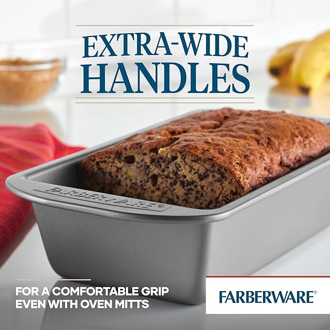 Farberware Nonstick Bakeware 9-Inch x 5-Inch Loaf Pan, Gray -