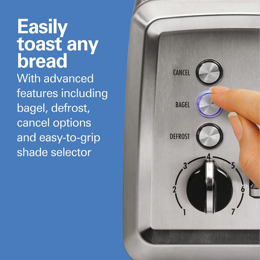 Hamilton Beach 2 Slice Toaster with Extra-Wide Slots, Bagel Setting, Toast Boost, Slide-Out Crumb Tray, Auto-Shutoff & Cancel Button, Defrost Function, Stainless Steel (22794) (Pack of 2)