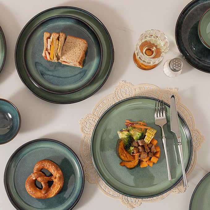 Dinnerware sets plates and bowls sets modern plates stoneware dinnerware set Plates and Bowls Set for 4, 12 Pieces Dishes,Microwave and Dishwasher Safe Tableware (style - 4, 4 - Set (12pcs))