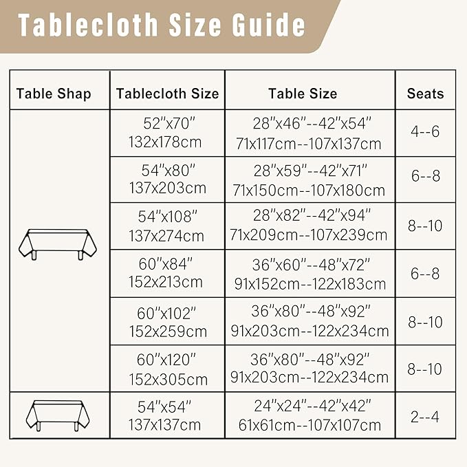 DWCN Faux Linen Tablecloth Rectangle - Beige Tablecloths Fabric Waterproof Spill-Proof Wrinkle and Stain Resistant Decorative Farmhouse Table Cover for Kitchen Dining Party, 60 x 120 Inch