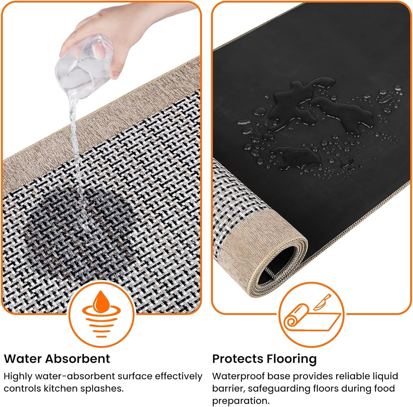 StepRite Kitchen Rugs, Kitchen Mats for Floor, 32"x20" Non-Slip Machine-Washable Kitchen Throw Rug, Absorbent Kitchen Runner Rugs Office, Sink Standing Desk Mat, Decor Carpet, Khaki