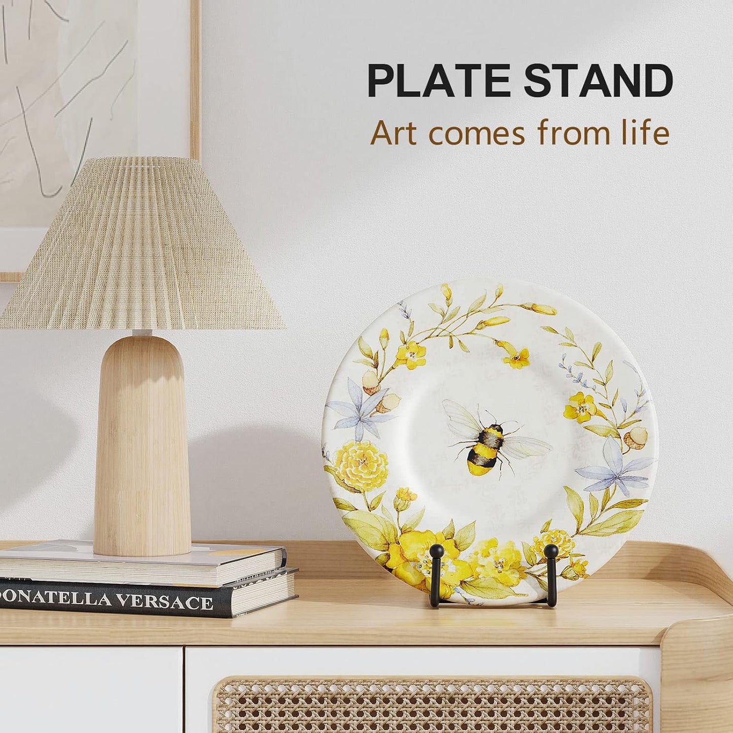 HONGYUTAI 3 Pack 4.5 Inch Plate Stands for Display Picture Stand - 4.5 Inch Vinyl Table Top Display, Metal Frame Holders Decorative Plate for Book , Picture, Photo and Platter, Tabletop Art, Black