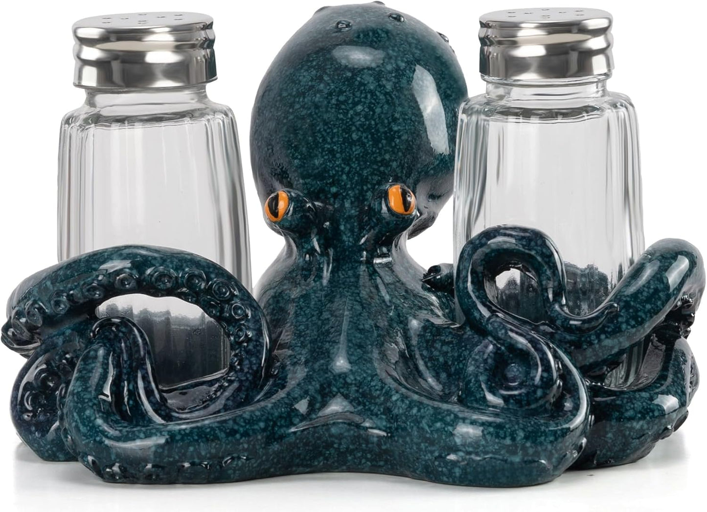 Decorative Octopus Salt and Pepper Shaker Holder, Coastal Kitchen Decor (Octopus)