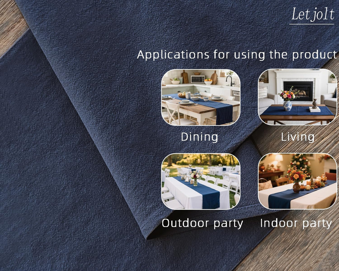 Letjolt Navy Table Runner 72 Inches Rustic Farmhouse Table Runner Cotton Runner Plain Table Decor