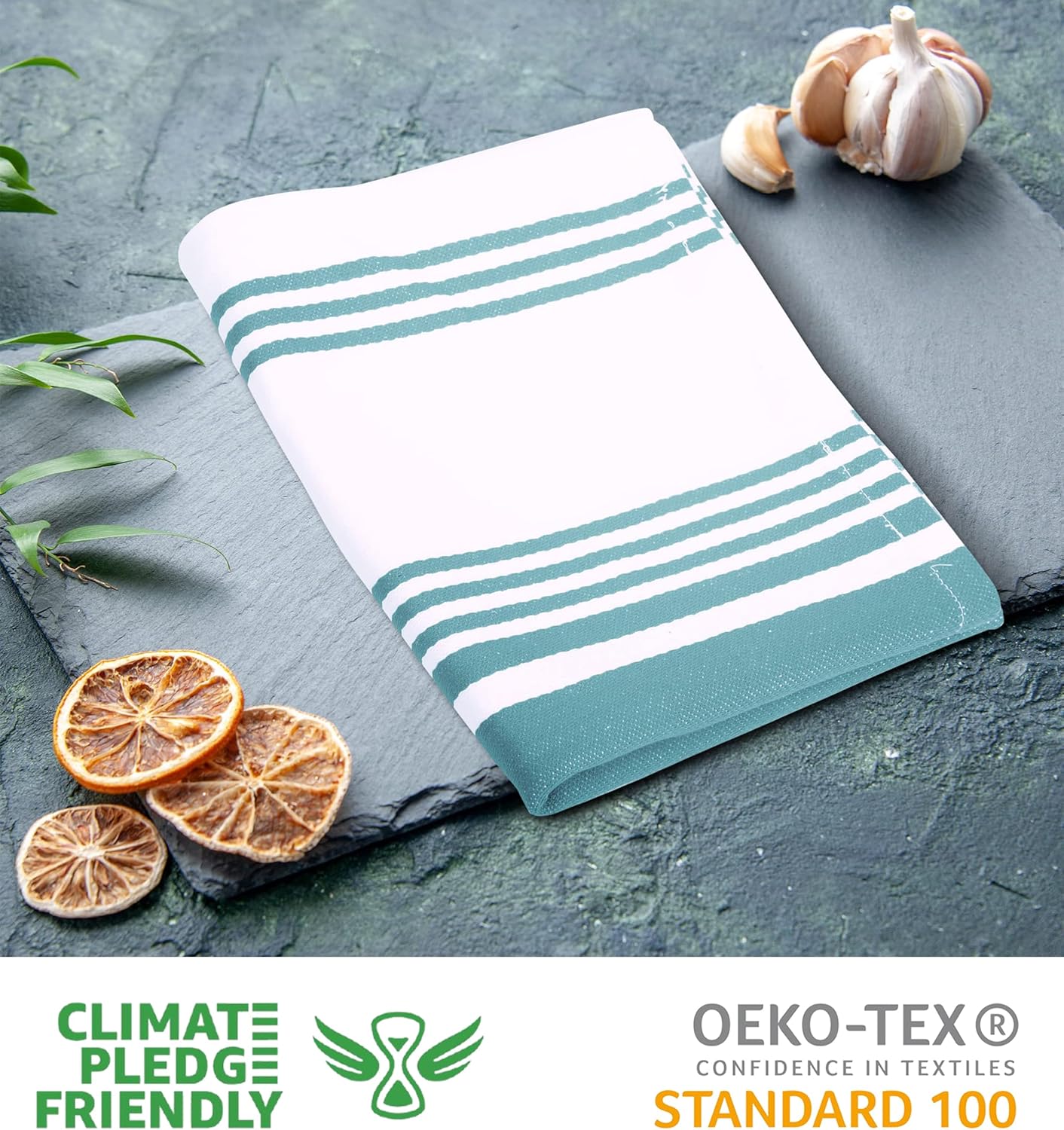 Urban Villa Easter Kitchen Towels 100% Cotton Pack of 6, Highly Absorbent Quick Drying Super Soft Premium Dish Towels for Kitchen with Hanging Loop Hand & Tea Towels - 20x30 Inch, (Aqua & White)