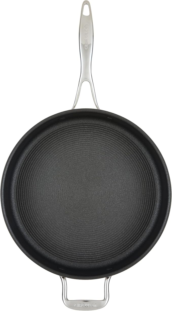 Circulon C1 Series Clad Stainless Steel with ScratchDefense Technology Cookware Nonstick Induction Saute Pan with Lid and Helper Handle, Metal Utensil Safe, 5 Quart - Polished Stainless Steel