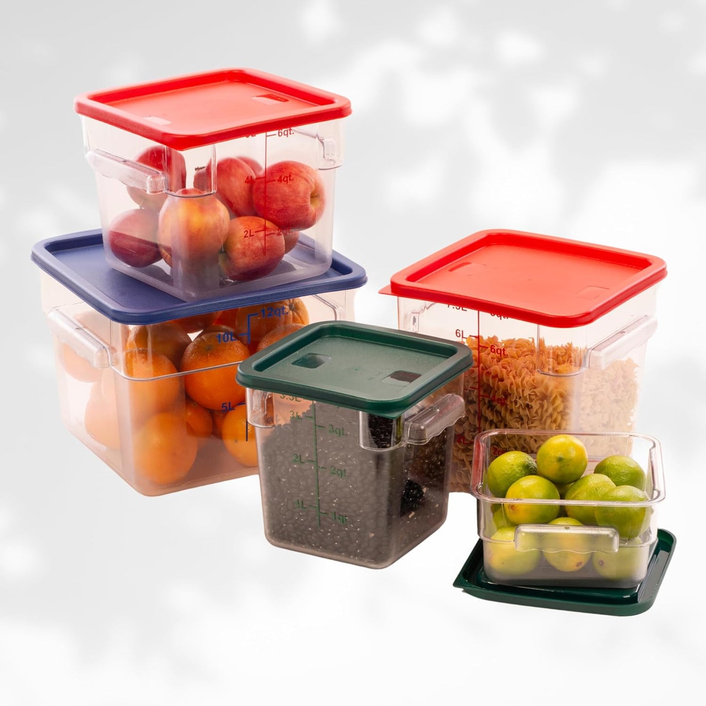 FSE Square Food Container, 6 Quart, Polycarbonate, Reusable, Clear, NSF, (LID SOLD SEPARATELY)