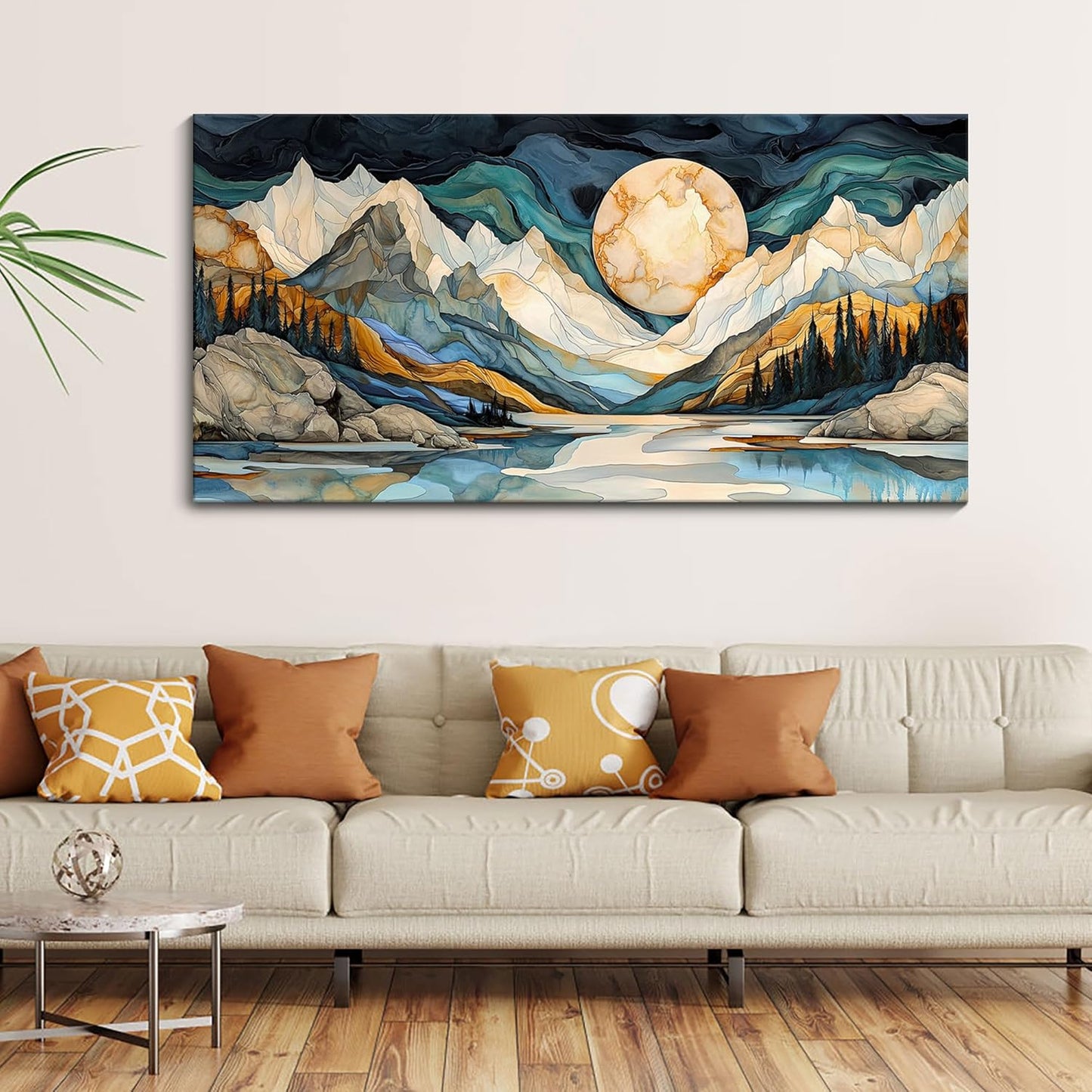 JEAWA Large Canvas Wall Art - Abstract Painting Decor, Textured Mountain Pictures as Gifts for Friends, Modern Art Prints for Bedroom Living Room Bathroom Home Decoration, 29x58 IN
