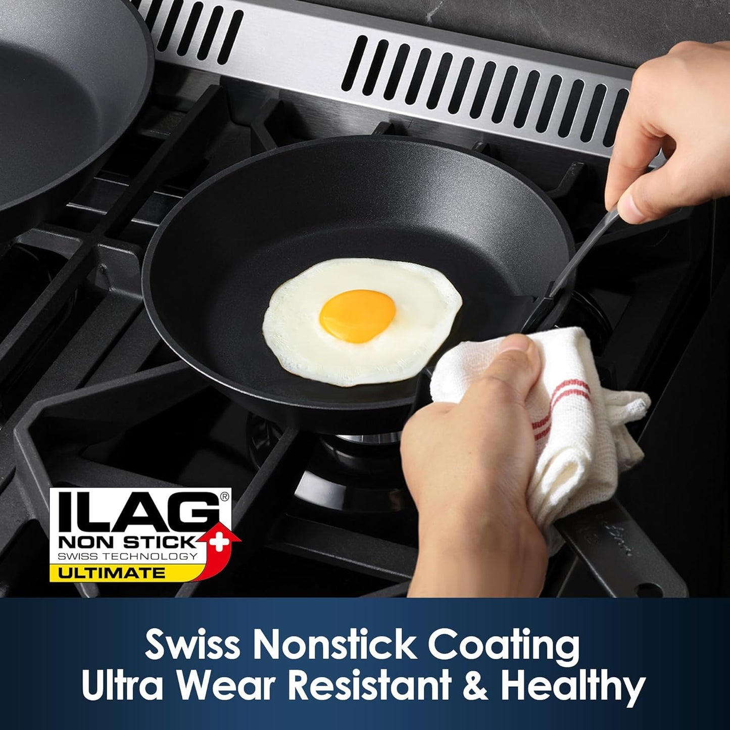 SENSARTE Nonstick Frying Pan Set 2-Piece, Oven Safe Skillets with Swiss Coating, Induction Compatible Chef Pan Set, Dishwasher Safe Cooking Pans, PFOA PFOS Free, 8 and 10 Inch