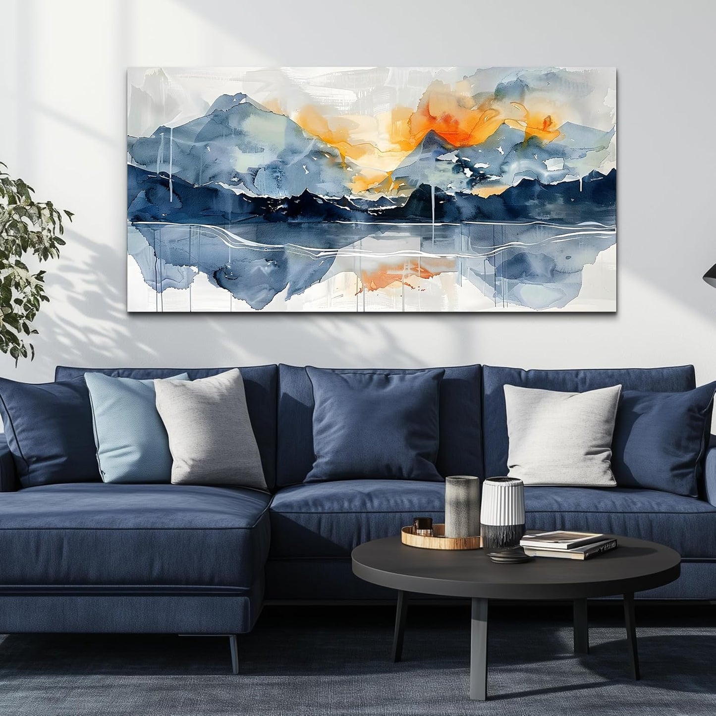 KELIYUAN Wall Art For Living Room Canvas Wall Decor For Bedroom Office Decorations Mountain Landscapes Wall Painting Abstract Watercolour Pictures Artwork Modern Ready To Hang Room Home Decor