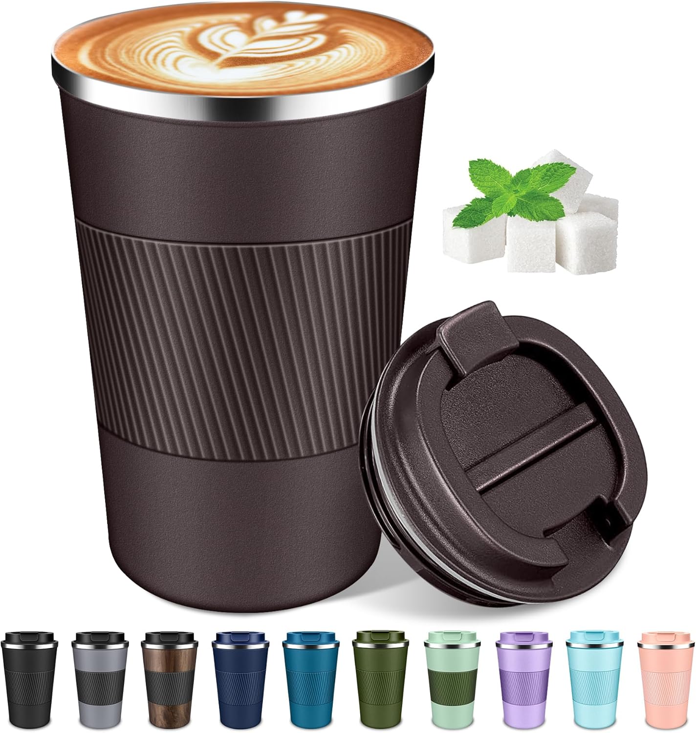 Coffee Travel Mug 12oz Insulated Coffee Mug with Lid Portable Spill-Proof Coffee Travel Mug No Handle Reusable Stainless Steel Mug Keeps Cold and Hot Suitable for Car, Daily, Travel and Gifts