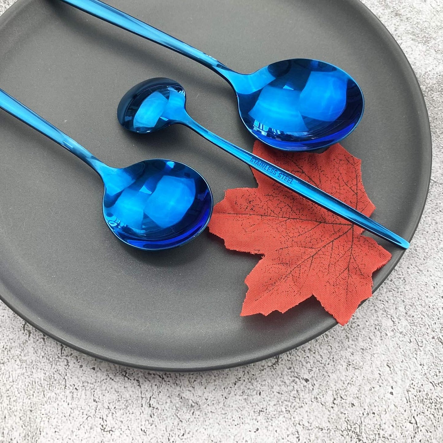 JASHII Silverware Set, Mirror Polished Blue Flatware Cutlery Service for 4, Shiny Finish 24-Piece Stainless Steel Utensil Set - Dinner Knife, Fork, Spoon, Dessert Fork, Salad Spoon - Dishwasher Safe