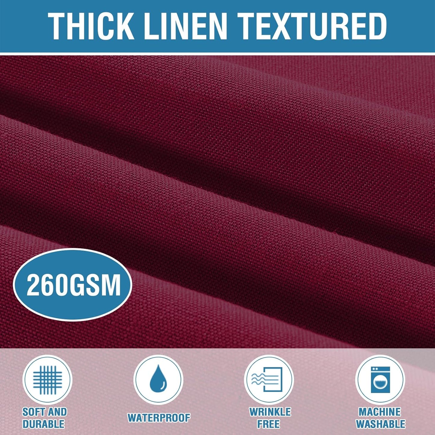 H.VERSAILTEX Linen Textured Table Cloths 54 x 108 Inch Premium Solid Tablecloth Spill-Proof Waterproof Table Cover for Dining Buffet Feature Extra Soft and Thick Fabric Wrinkle Free, Christmas Red