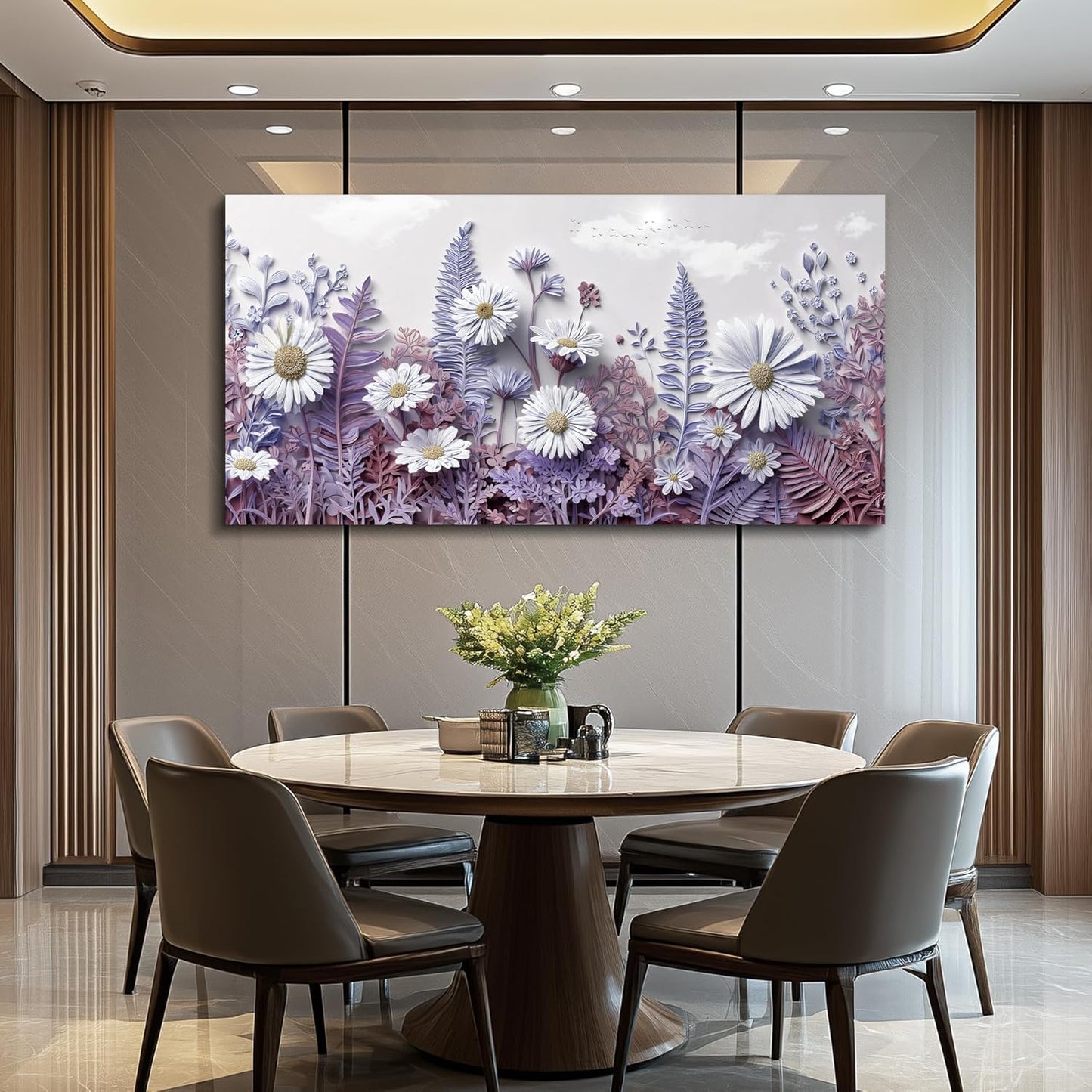 QIYILEXWART Canvas Wall Art For Living Room Large Wall Decor For Office Bedroom Decorations Daisy Fern Landscape Pictures Farmhouse Painting Artwork Room Wall Mural Aesthetic Home Decor 30x60 In