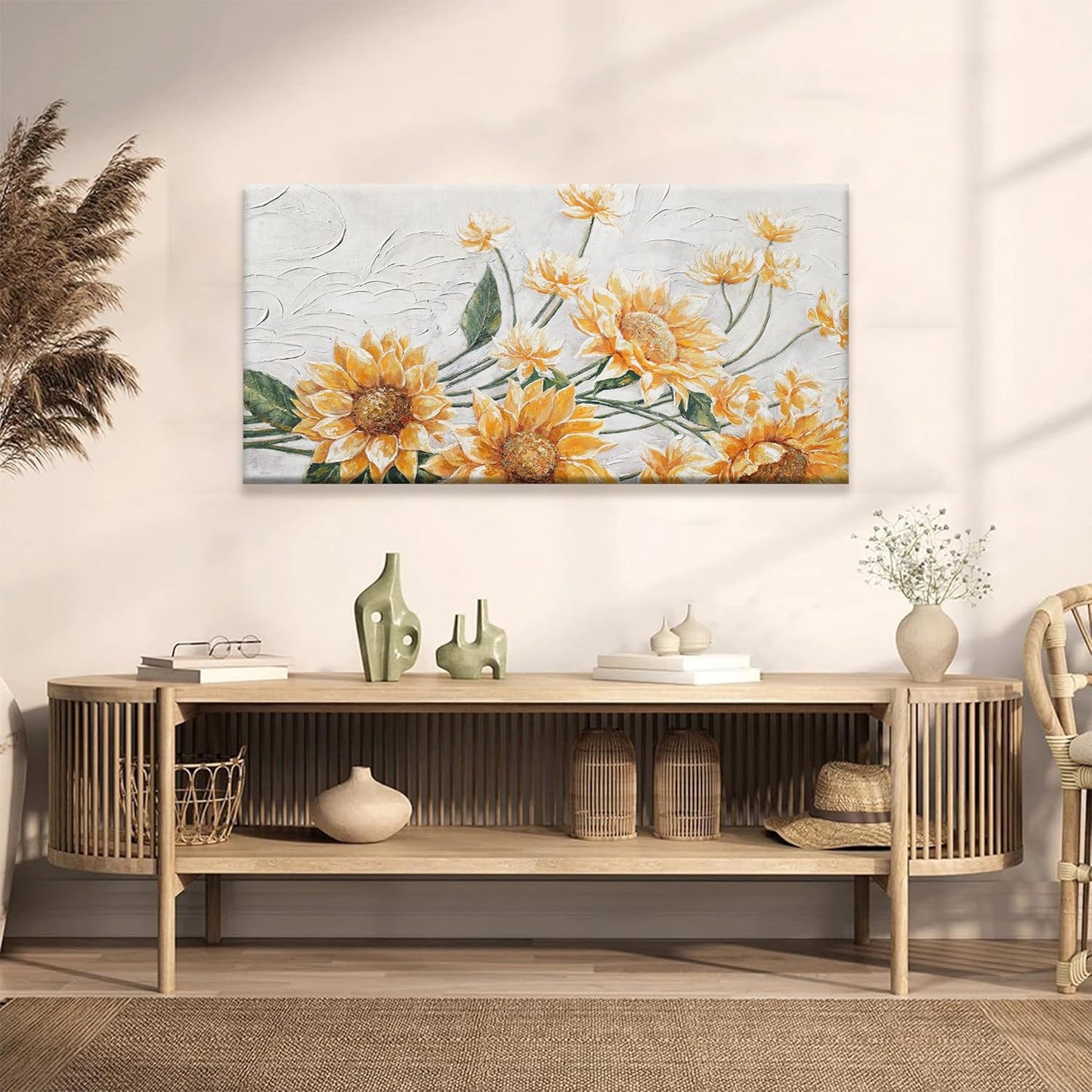 Wall Art Living Room Sunflower Wall Art Modern Canvas Art Wall Decor Home Wall Decor Suitable Pictures For Bedroom Apartment Office Can Be Hung 24" X 48"