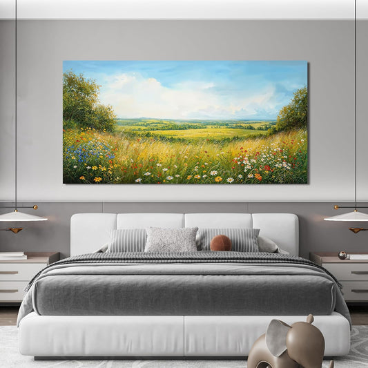 Canvas Wall Art Decor Modern Large Landscape Wall Art For Living Room Green Botanical Wall Art Green Floral Wall Decor Artwork for Walls Canvas Prints Art Work For Home Office Wall Decor 29" X 58"