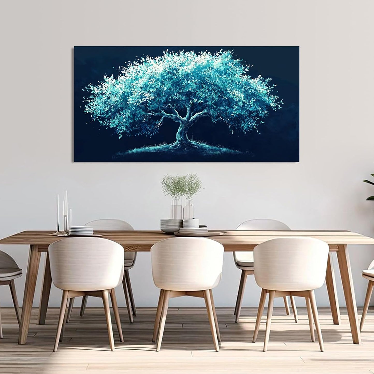 Canvas Wall Art Decor Green Tree of Life Wall Art Decorations Wall Art Pictures for Living Room Large Bltanical Wall Art Prints 24" X 48" Canvas Art Wall Decor Artwork for Walls Bedroom Office Decor