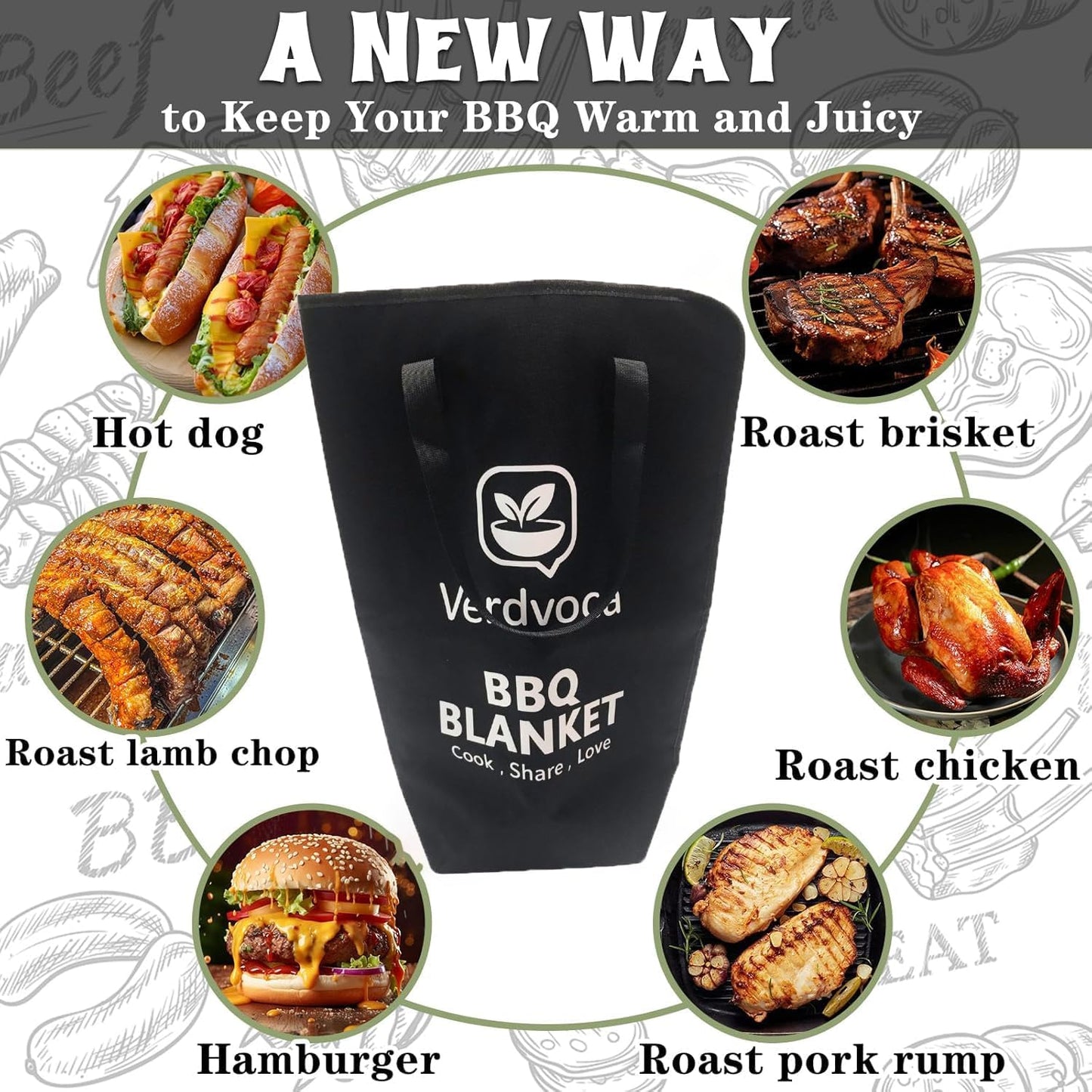 BBQ Blanket for Resting Brisket 21”×16”, Breathable Insulated Meat Wrap for Competition & Camping, Reusable Barbecue Pork Butt Holder, Portable Smoking Accessory, Updated Pro Tyvek Black