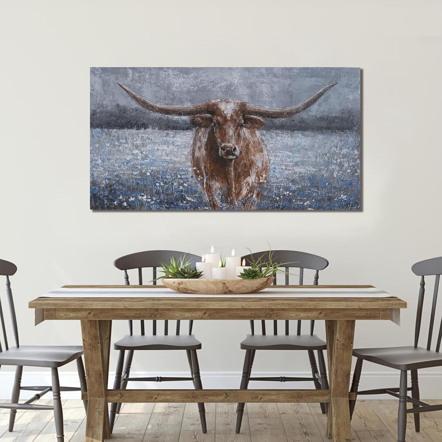 Canvas Wall Art Decor Vintage Wall Art For Living Room Black And White Highland Cow Wall Art Decor Canvas Art Work Wall Art Prints Wall Decorations For Bedroom Office Kitchen Home Wall Decor 24" x 48"