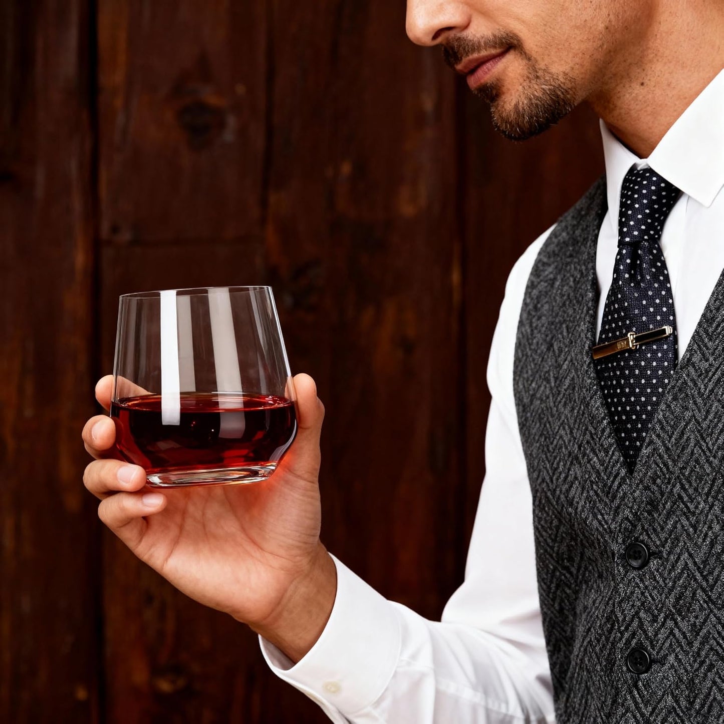 Stemless Wine Glasses Set of 6,13.5oz, Crystal Clear Red White Wine Glasses for Daily Use, Lead-free, Dishwasher Safe, Glasses Drinking Set, Ideal for Home Bar, Parties & Gifts