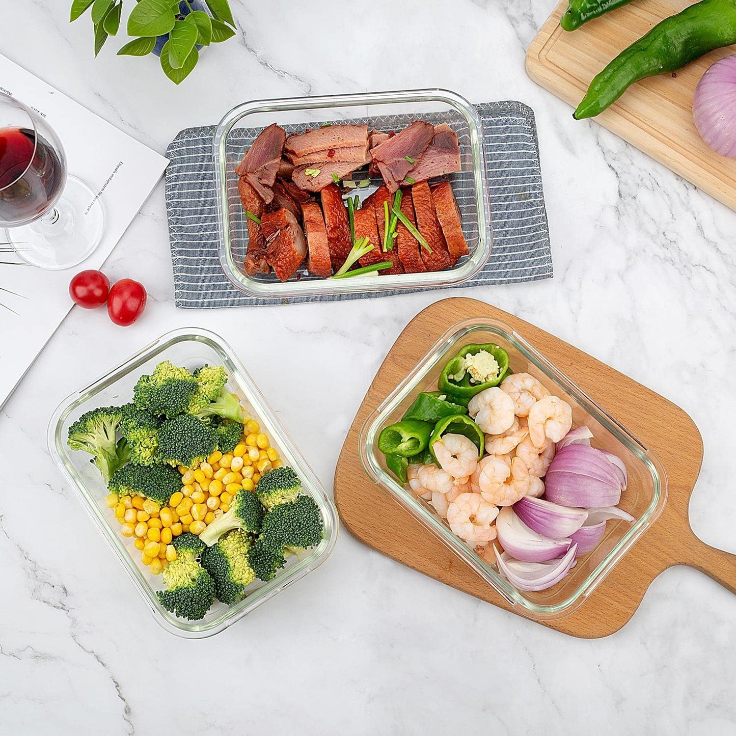 UMEIED 10 Pack Glass Food Storage Containers with Lids Leakproof, Airtight Glass Meal Prep Containers For Lunch, On The Go, Leftover, Dishwasher Safe