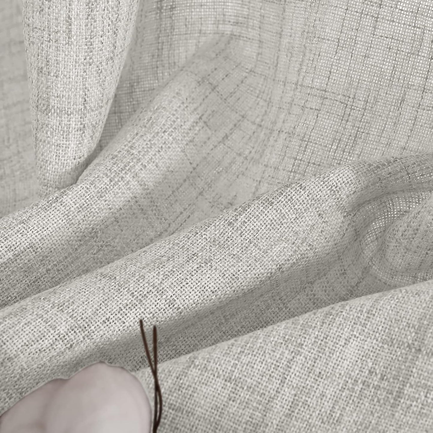 YoungsTex Linen Curtains 72 Inch Length Light Grey Textured Window Drapes with Bronze Grommet Light Filtering for Bedroom Living Room Office, 2 Panels, 42 X 72 Inch