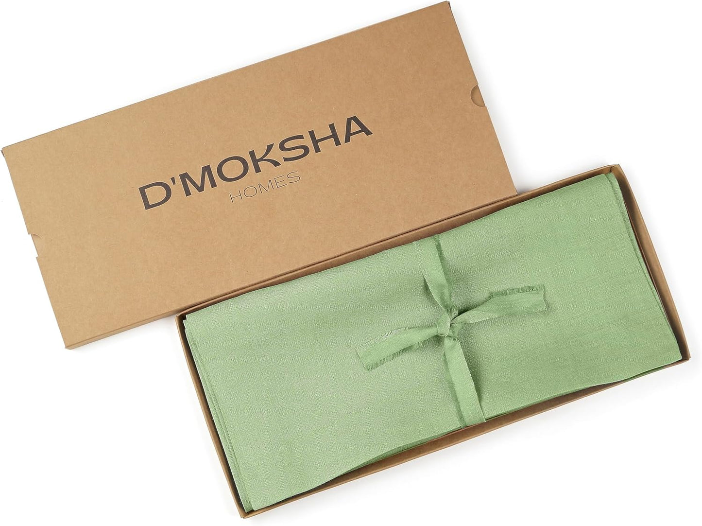 D'Moksha Homes Linen Sage Green Table Runner 144 Inches Long - 100% Pure Linen Extra Long Table Runner 14 x 144 Inch for Fall, Autumn and Halloween - Machine Washable