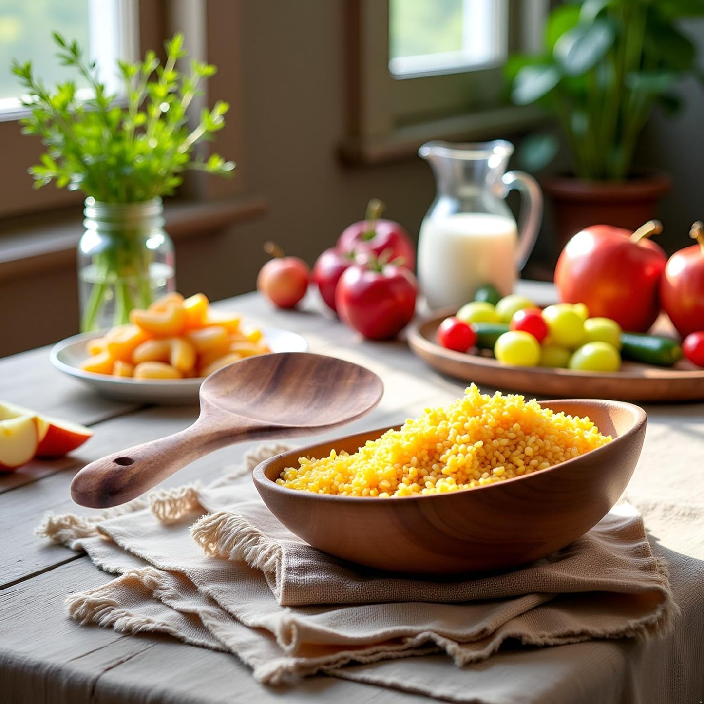 Natural Wooden Rice Spoon Non-stick Wooden Rice Paddle Rice Scooper Rice Serving Spoon Rice Spatula for Rice Potato Salads, 7.7 inch Serving Utensils for Kitchen and Dining