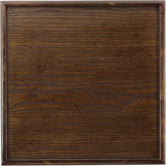 Wooden Serving Tray Square Wood Serving Tray Decorative Platter, 11.8x11.8 Inch Fit for Home Decor Kitchen Coffee Table Candle Holder, (Brown)